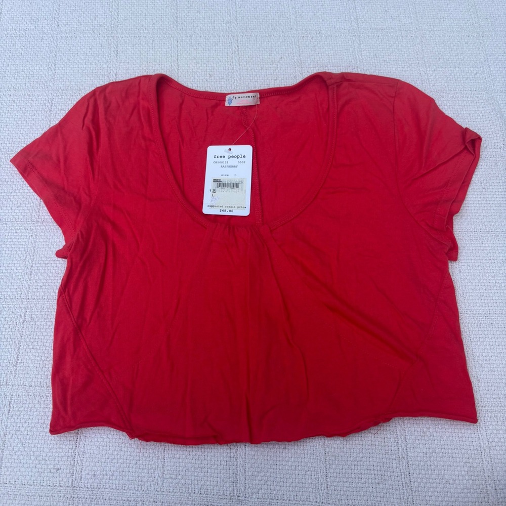 Women's Large FREE PEOPLE Movement Start It Up Workout Crop Top Raspberry NWT